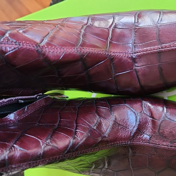 Sam Edelman Codie 2 Boots Red Bordeaux Burgundy Croc Size 9.5 - Picture 9 of 14
